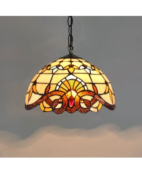 Retro Euro Tiffany Light Luxury Lamp Colored Glass Living Room Dining Room Bedroom Baroque 30CM Pendant Light 12 inches