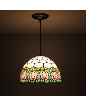 Euro Tiffany European Art Lighting 12 inch Rural Tulip 30CM Bedroom Study Light Dining Room Pendant