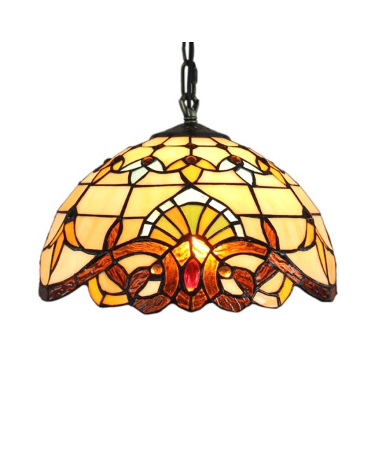 Retro Euro Tiffany Light Luxury Lamp Colored Glass Living Room Dining Room Bedroom Baroque 30CM Pendant Light 12 inches