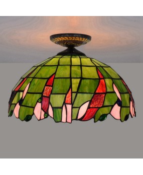 OPPEIN 40CM pastoral green colored glass dining room, bedroom, hallway, foyer, glazed ceiling light