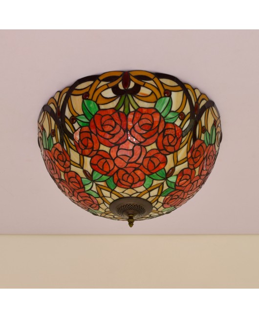 50cm Eu Cong Tiffany Rose Colored Glass Small Living Room Dining Room Bar Bedroom Art Ceiling Light