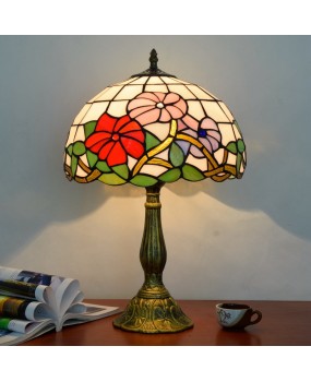 Europa Tiffany Rural Creative Colored Glass Morning Glory Bedroom Bedhead Desk Lamp Red Joyful Lamp