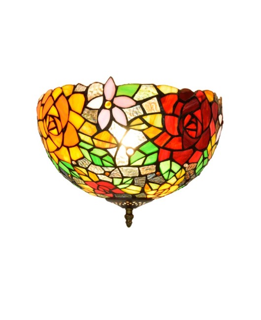 30CM Europa Tiffany Colorful Rose Colored Glass Restaurant Bedroom Corridor Bathroom Glass Ceiling Light