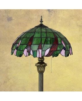 16 inch European Tiffany colored glass dining room bedroom floor lamp, rustic green retro standing lamp