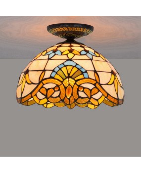 30CM Euro Tiffany Colored Glass Vintage Baroque Restaurant Bedroom Corridor Bathroom Ceiling Light Fixture