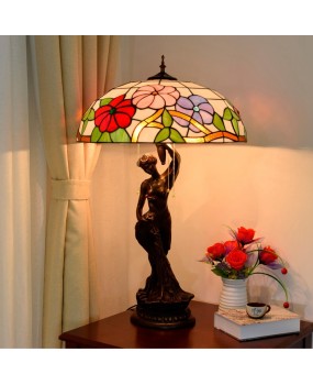 Ou Xiu Tiffany Countryside Decoration Colored Glass Joyful Decoration Art Glass Retro Living Room Beauty Big Desk Lamp