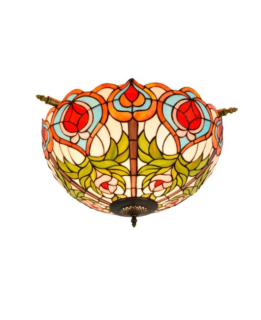 55CM European style Tiffany Garden Peach Creative Colored Glass Guest Restaurant Bar Bedroom Art Semi Ceiling Light