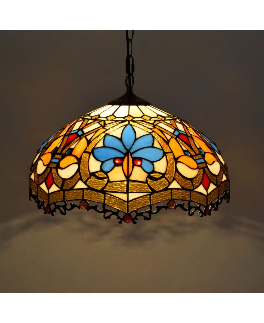 Europa Tiffany Art Colored Glass Restaurant Bedroom Corridor Balcony Pendant Bar Glass Lighting Baroque