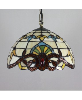 Retro Euro Tiffany Light Luxury Lamp Colored Glass Living Room Dining Room Bedroom Baroque 30CM Pendant Light 12 inches