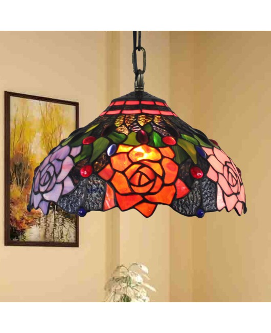 Europa Tiffany Art Colored Glass Restaurant Bedroom Corridor Balcony Pendant Bar Glass Lighting Baroque