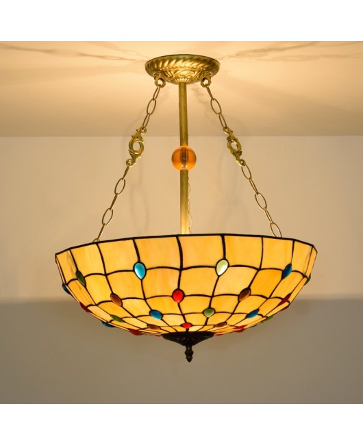 50cm Eu Cong Tiffany Vintage Colored Beads Warm Yellow Creative Colored Glass Living Room Dining Room Bedroom Pendant Light