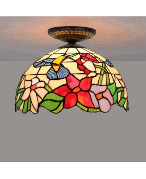 30CM Europa Tiffany Bird Art Colored Glass Restaurant Bedroom Corridor Bathroom Glass Ceiling Light