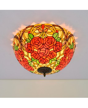 50cm Eu Cong Tiffany Rose Colored Glass Small Living Room Dining Room Bar Bedroom Art Ceiling Light