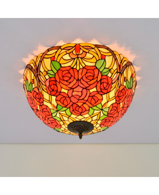 50cm Eu Cong Tiffany Rose Colored Glass Small Living Room Dining Room Bar Bedroom Art Ceiling Light