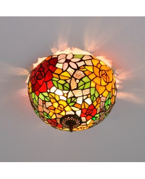 30CM Europa Tiffany Colorful Rose Colored Glass Restaurant Bedroom Corridor Bathroom Glass Ceiling Light