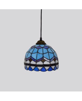 20CM Europa Tiffany Colored Glass Bar Restaurant Retro Mediterranean Blue Balcony Corridor Pendant Light