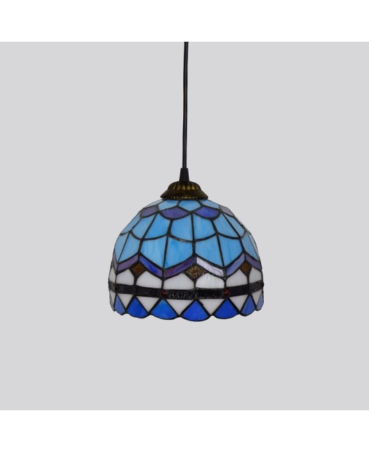 20CM Europa Tiffany Colored Glass Bar Restaurant Retro Mediterranean Blue Balcony Corridor Pendant Light