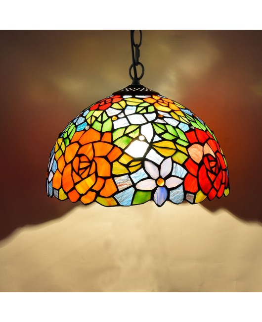 Europa Tiffany Art Colored Glass Restaurant Bedroom Corridor Balcony Pendant Bar Glass Lighting Baroque