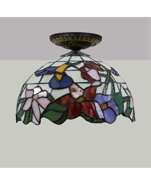 30CM Europa Tiffany Bird Art Colored Glass Restaurant Bedroom Corridor Bathroom Glass Ceiling Light