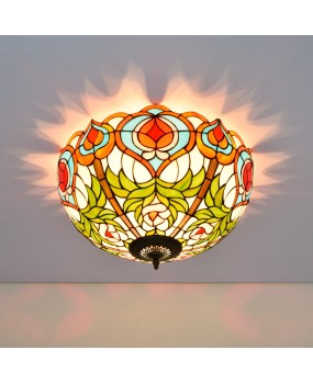 50cm Eu Cong Tiffany Peach Art Colored Glass Small Living Room Dining Room Bar Bedroom Art Ceiling Light Fixture