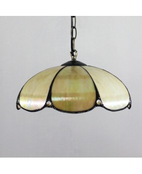 Europa Tiffany Glass Light Simple beige colored glass pumpkin art restaurant pendant light Retro 30CM light