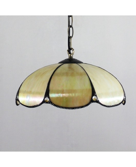 Europa Tiffany Glass Light Simple beige colored glass pumpkin art restaurant pendant light Retro 30CM light