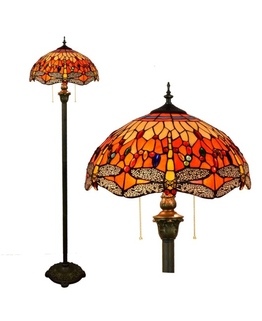 Europa Tiffany Vintage Colored Glass Living Room Dining Room Bedroom Bar Clubhouse Red Bottom Dragonfly Floor Lamp