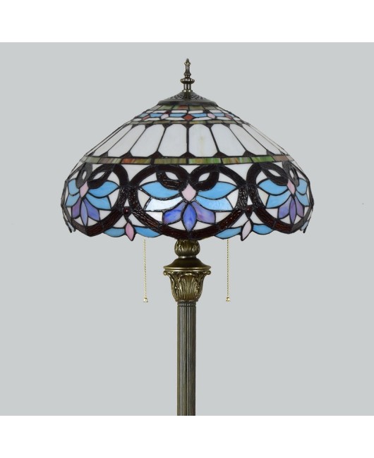 40CM Euro Tiffany Baroque Blue Vintage Decorative Colored Glass Living Room Dining Room Bedroom Floor Lamp