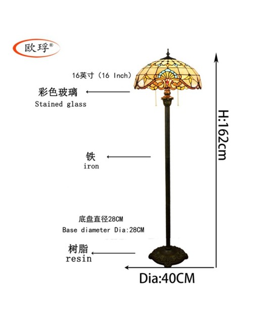 Europa Tiffany Art Colored Glass Living Room Dining Room Bedroom Baroque Floor Lamp Bar Solder Fixture