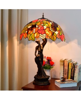 50cm Euro Tiffany Vintage Decorative Colored Glass Grape Art Glass Vintage Living Room Beauty Desk Lamp