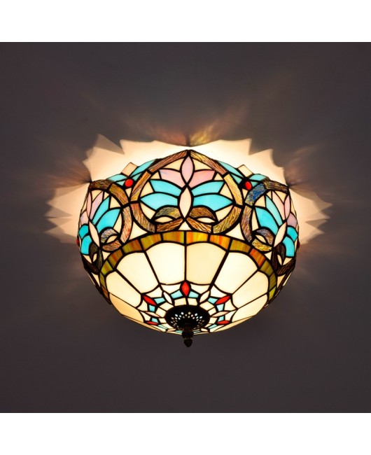 30CM Euro Tiffany Love Retro Colored Glass Restaurant Bedroom Corridor Bathroom Glass Ceiling Light