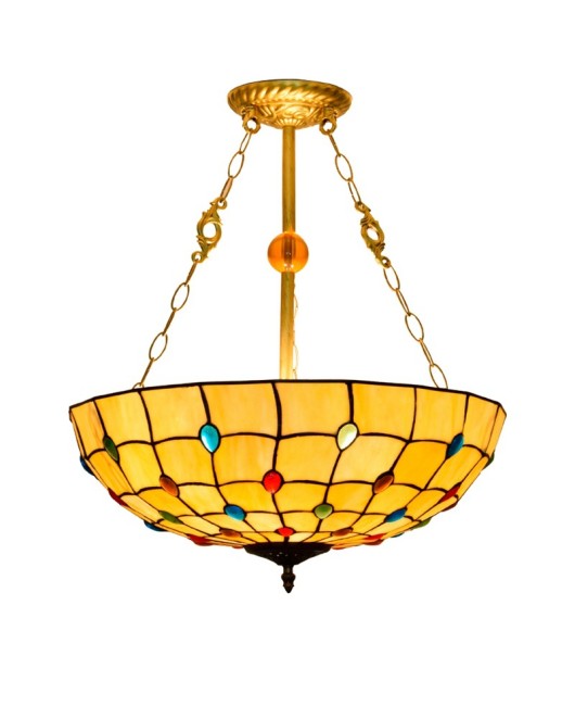 50cm Eu Cong Tiffany Vintage Colored Beads Warm Yellow Creative Colored Glass Living Room Dining Room Bedroom Pendant Light