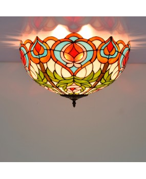 50cm Eu Cong Tiffany Peach Art Colored Glass Small Living Room Dining Room Bar Bedroom Art Ceiling Light Fixture