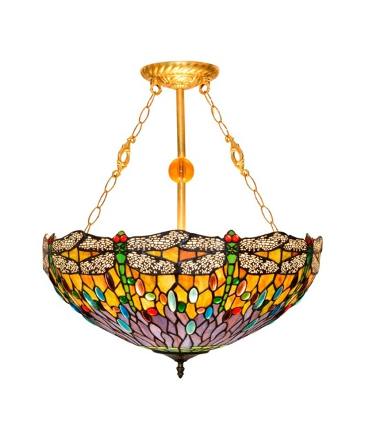 50cm Retro Dragonfly Art Bar Light, Tiffany Creative Colored Glass Restaurant Bedroom Pendant