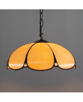 Europa Tiffany Glass Light Simple beige colored glass pumpkin art restaurant pendant light Retro 30CM light