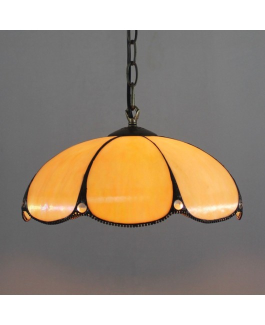 Europa Tiffany Glass Light Simple beige colored glass pumpkin art restaurant pendant light Retro 30CM light