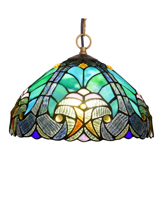 Vintage pendant light, green, European style, Tiffany colored glass, coffee, internet cafe, KTV private room, aisle light, restaurant light