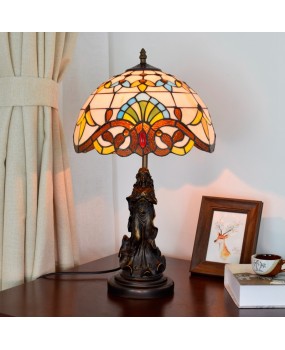 Vintage Baroque style dining room, bedroom, bedside table lamp, bar decoration, Tiffany colored glass