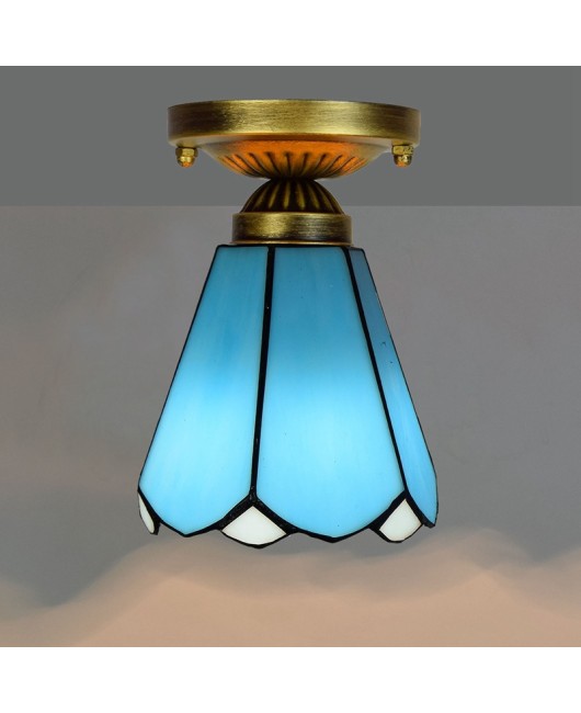 15CM Euro Tiffany Retro Mediterranean Blue Corridor Balcony Foyer Staircase Decoration Small Ceiling Light