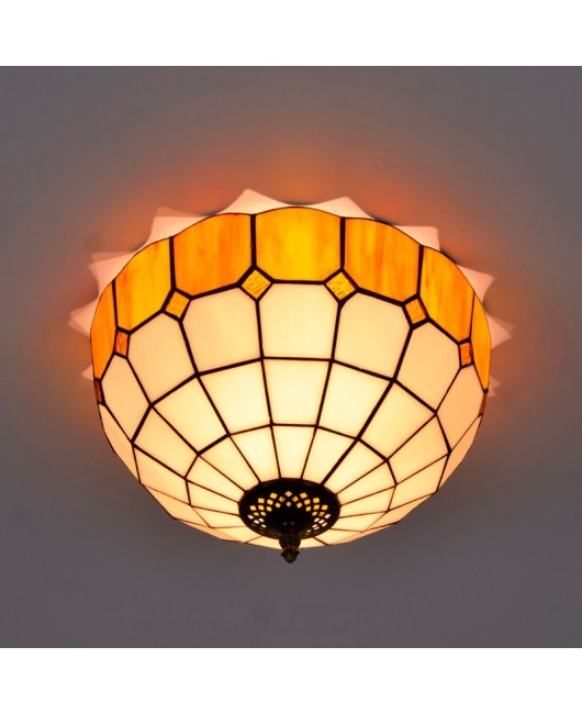 30CM Europa Tiffany Mediterranean Minimally Colored Glass Restaurant Bedroom Corridor Glass Ceiling Light