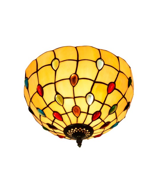 30CM Europa Tiffany Colored Bead Glass Lamp Restaurant Foyer Corridor Bathroom Glass Ceiling Light