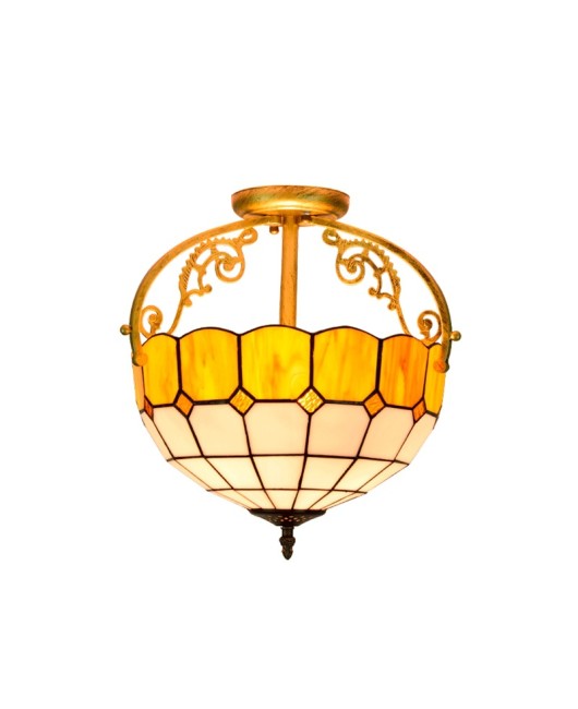 30CM Euro Tiffany Yellow Colored Glass Restaurant Bedroom Corridor Bathroom Glass Half Ceiling Light