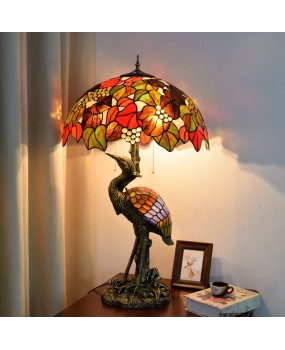 Creative Grape Countryside Desk Lamp, Europa Tiffany Colored Glass Restaurant, Hotel Bar, Crane Art Lamp