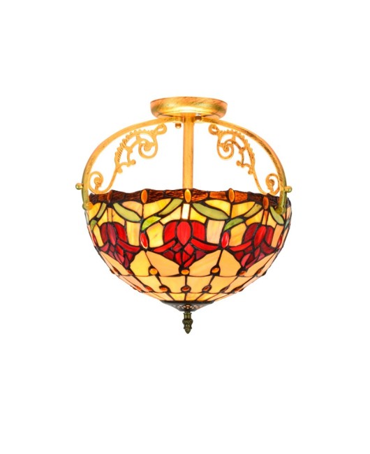 30CM Europa Tiffany Red Tulip Colored Glass Restaurant Bedroom Corridor Bathroom Glass Ceiling Light