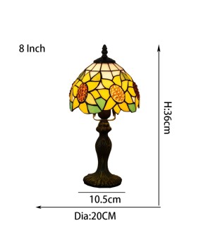 Europa Tiffany Creative Colored Glass Warm Sunflower Personalized Restaurant Bedroom Bedhead Desk Lamp 8-inch 20CM