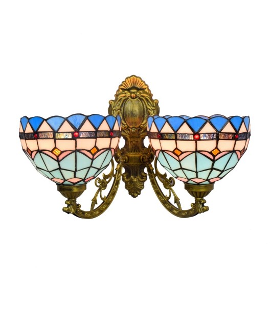 20CM Europa Tiffany Mediterranean Corridor Double Headed Wall Light Creative Colored Glass Living Room Dining Room Glass Light