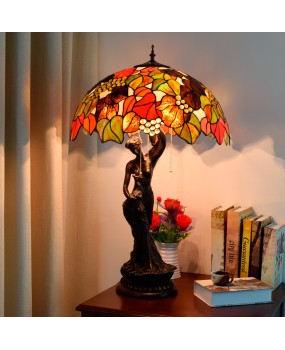 50cm Euro Tiffany Vintage Decorative Colored Glass Grape Art Glass Vintage Living Room Beauty Desk Lamp