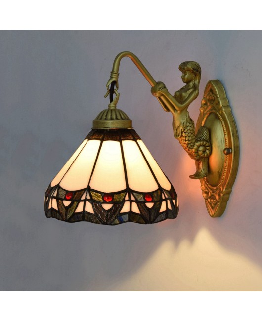 Vintage Euro Tiffany Colored Glass Living Room Dining Room Bedroom Bar Clubhouse Corridor Balcony Wall Light 20CM