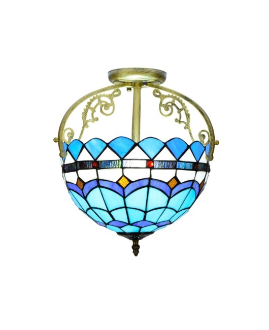 30CM Europa Tiffany Mediterranean Colored Glass Restaurant Bedroom Corridor Bathroom Glass Ceiling Light