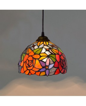 20CM Europa Tiffany Colored Glass Living Room Dining Room Bar Terrace Art Pendant Rose Lighting